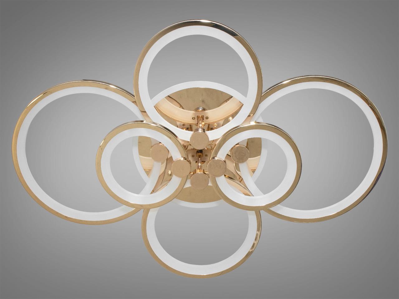 Люстра светодиодная в спальню с пультом 8022-6G-LS 135W на 19 м2 Золотой (1984255042) - фото 4