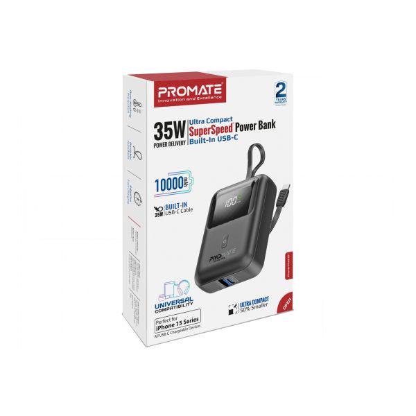 Повербанк Promate PowerPod-10 10000 mAh 35W Black (powerpod-10.Black) - фото 10 Повербанк Promate PowerPod-10 10000 mAh 35W Black (powerpod-10.Black) - фото 10