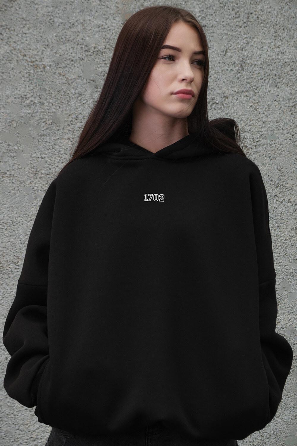 Худи на флисе Without с капюшоном и принтом Senna оверсайз Black (8055546) - фото 6 Худи на флисе Without с капюшоном и принтом Senna оверсайз Black (8055546) - фото 6