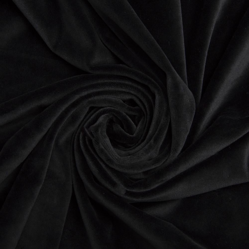 Ткань трикотаж однотонная Вельбо V-1001 Черный (2368609594)