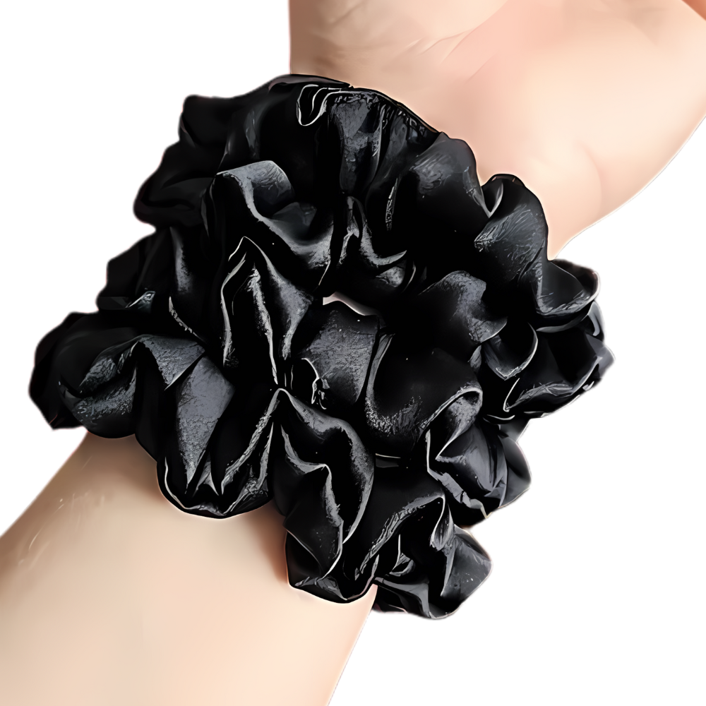 Резинки шовкові для волосся гладкі однотонні широкі 4 шт. Чорний - фото 3 Резинки шовкові для волосся гладкі однотонні широкі 4 шт. Чорний - фото 3