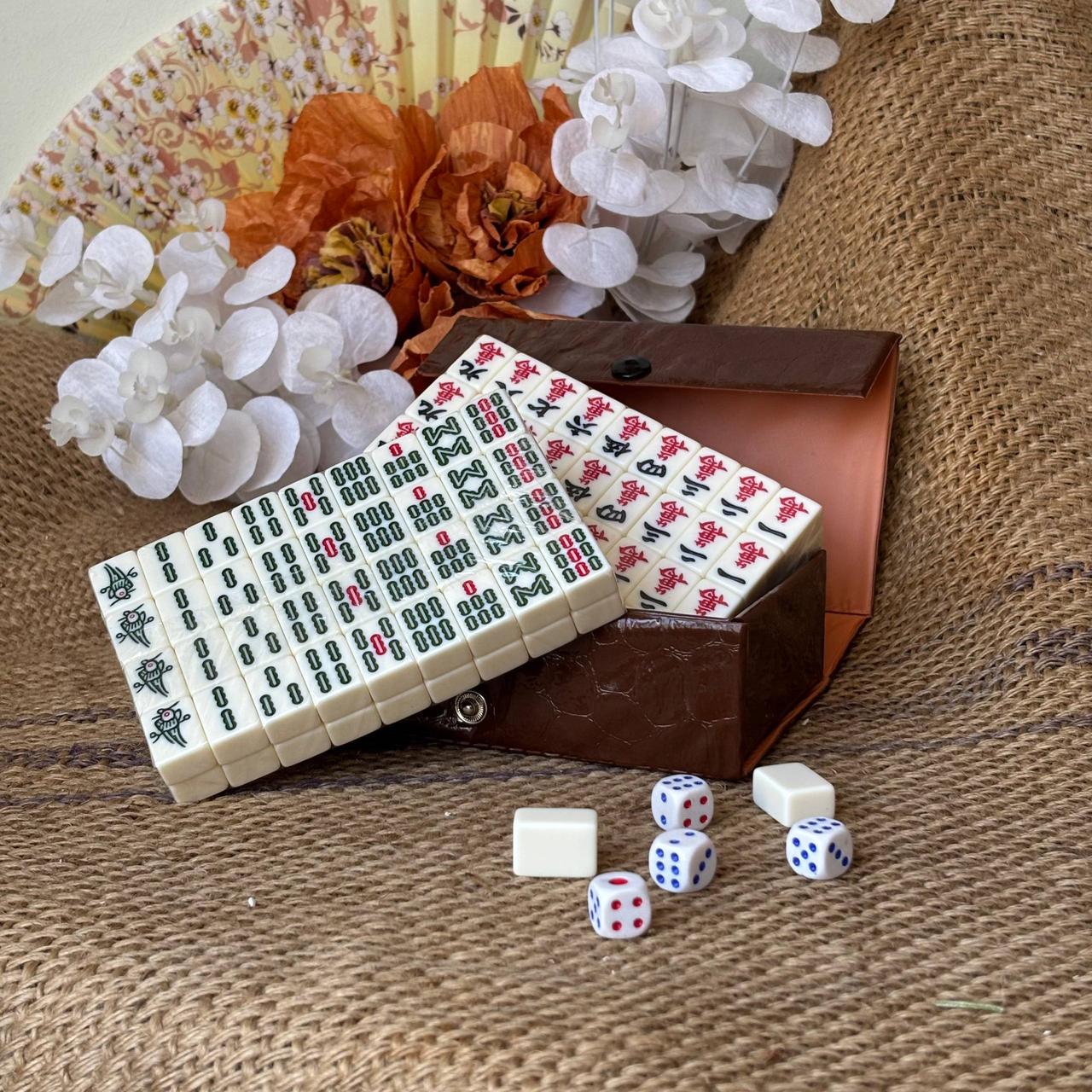 Набор компактный для игры в Mahjong в футляре из экокожи (sp1-3046734828)