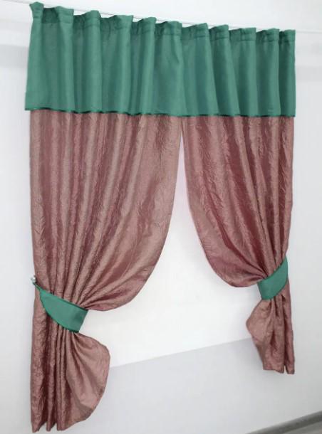 Комплект штор на кухню з ламбрекеном/підв'язками 265х170 см Рожево-золотистий/Бірюзовий (073к) - фото 4 Комплект штор на кухню з ламбрекеном/підв'язками 265х170 см Рожево-золотистий/Бірюзовий (073к) - фото 4