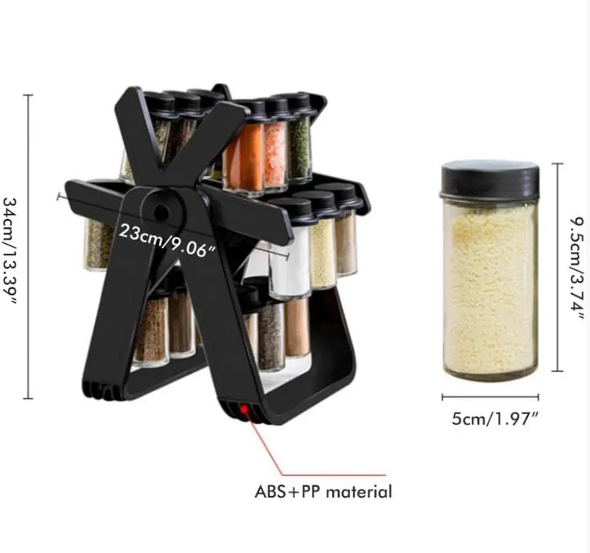 Карусель для спецій 18 баночок на підставці Spice Rack Чорний (21724924) - фото 2 Карусель для спецій 18 баночок на підставці Spice Rack Чорний (21724924) - фото 2