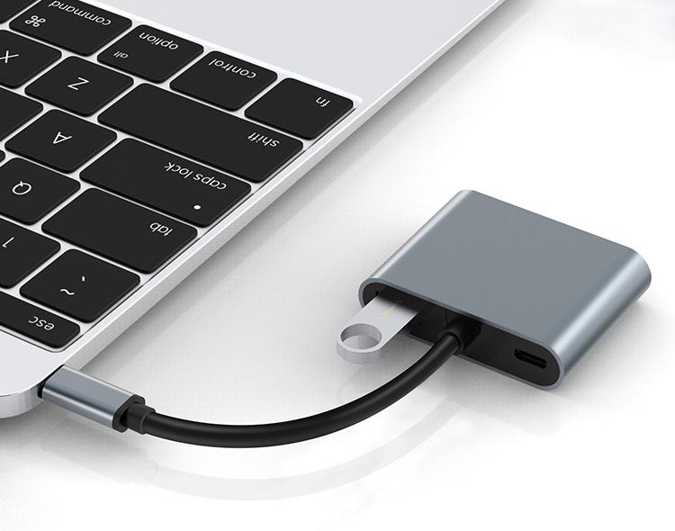 Хаб USB 4в1 для макбука/телефона DP Type C 4k HDMI-PD-USB C-USB 3.0 - фото 3