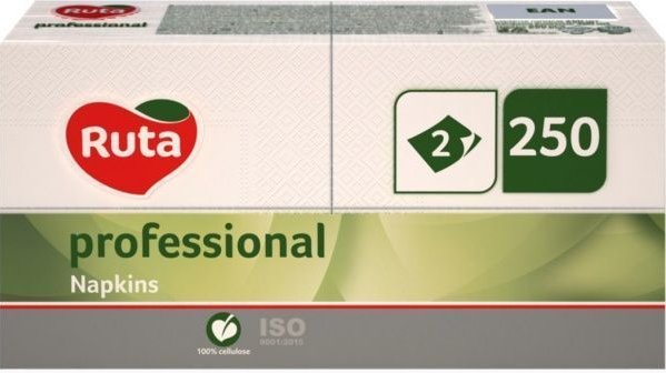 Салфетки Ruta Professional двухслойные 33х33 см 250 листов Белый
