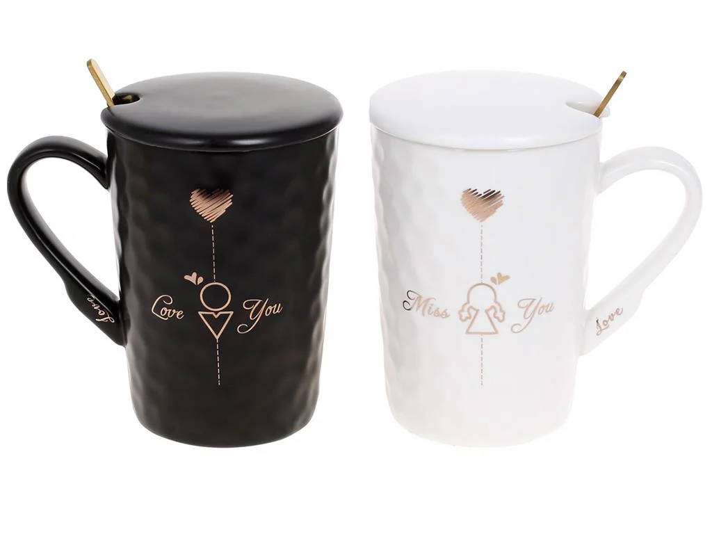 Набор чашек Love You с крышкой и ложкой 380 мл 2 шт. (BDI-927-220)