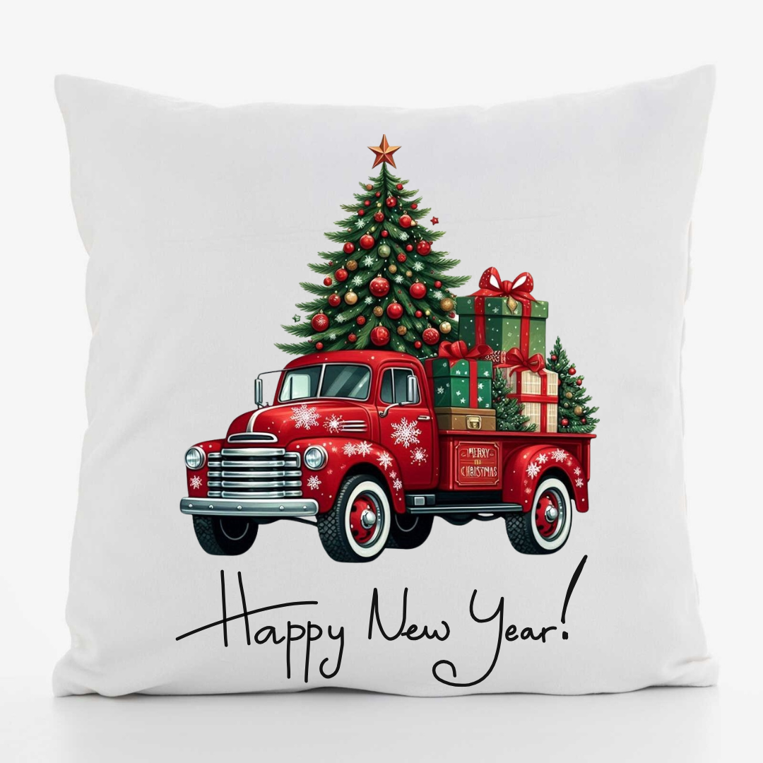 Подушка декоративная с принтом Рождественский автомобиль с елкой габардин 30х30 см Подушка декоративная с принтом Рождественский автомобиль с елкой габардин 30х30 см