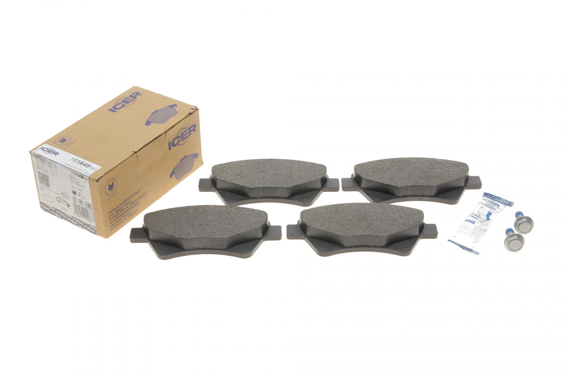 Колодки тормозные передние ICER для Renault Megane II 03-/Scenic II 05-08/Grand Scenic II/III 04- (181649-701)