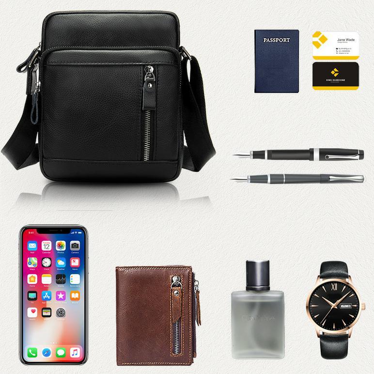 Чоловіча сумка через плече Lorian з натуральної шкіри з регульованим плечовим ременем Чорний (LR 257556-black) - фото 6 Чоловіча сумка через плече Lorian з натуральної шкіри з регульованим плечовим ременем Чорний (LR 257556-black) - фото 6