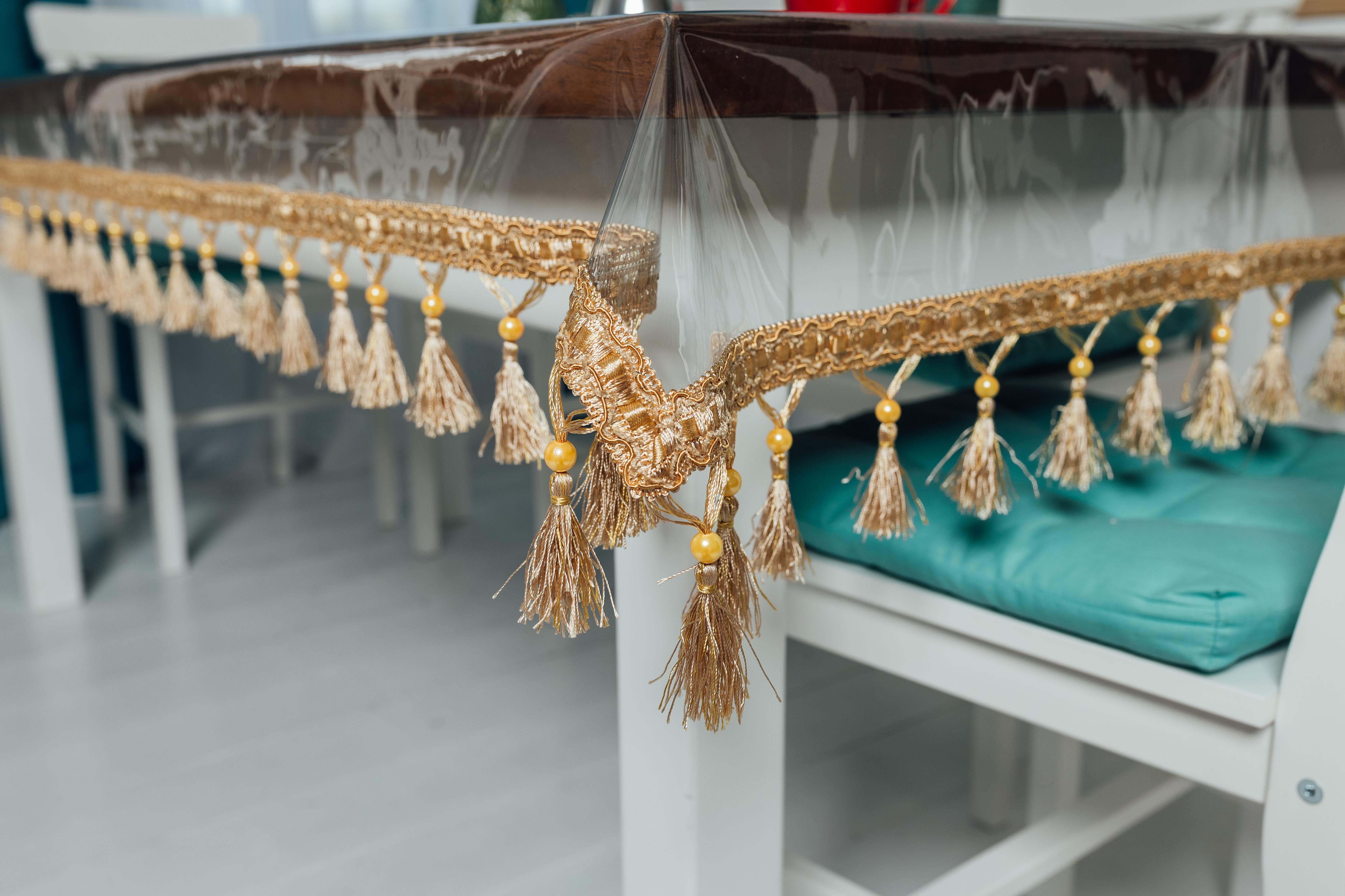 Скатертина силіконова з бахромою 300x160 см Кавовий (307-172)