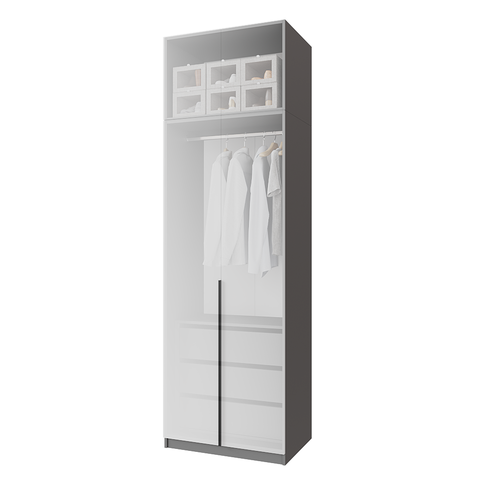 Шкаф распашной с тумбой и антресолью Меблітренд Чиназес Чита-800.4 800х500х2450 мм Графитовый/Белый (27352798) - фото 3 Шкаф распашной с тумбой и антресолью Меблітренд Чиназес Чита-800.4 800х500х2450 мм Графитовый/Белый (27352798) - фото 3