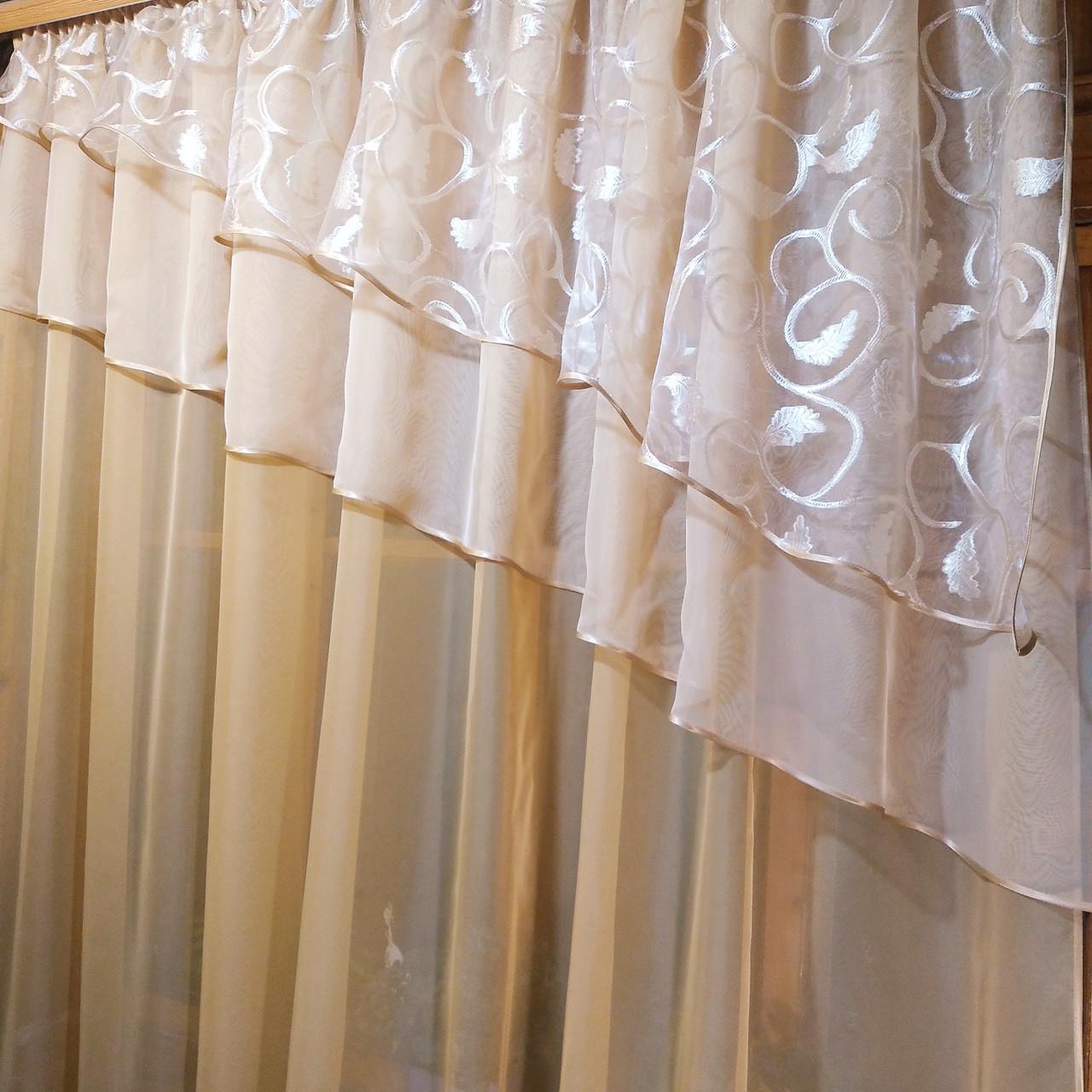 Шторка кухонна готова Алія Пісочний/Дубок - фото 4 Шторка кухонна готова Алія Пісочний/Дубок - фото 4