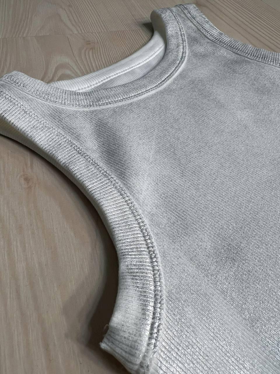 Майка женская A-N 332 базовая рубчик накат краска OS Белый (1970) - фото 5