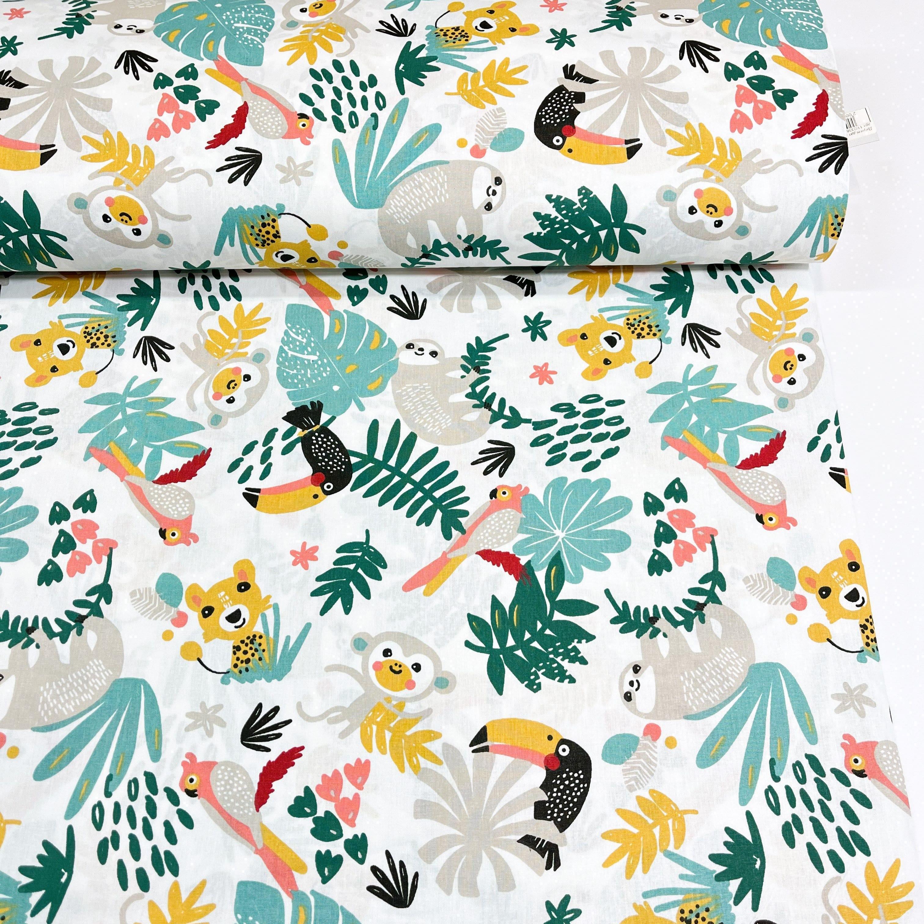 Ткань для постельного белья ранфорс зверушки в джунглях 240 см (11/23368/1 00936)