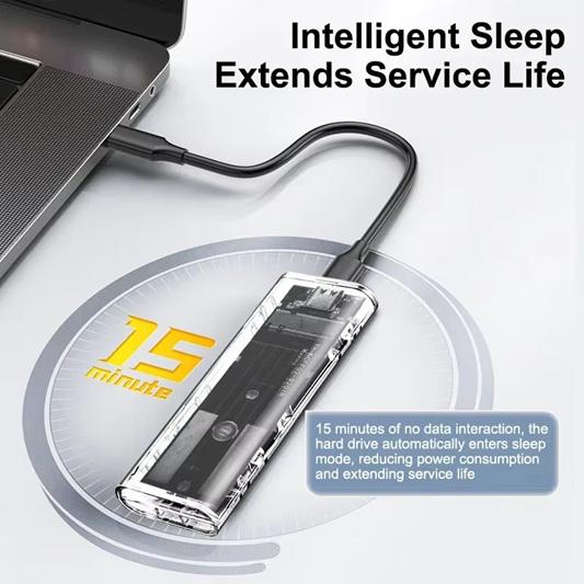 Зовнішня кишеня для SSD M.2 Case NGFF SATA Type C USB 3.1 For 2230/2242/2260/2280 Transparent - фото 9