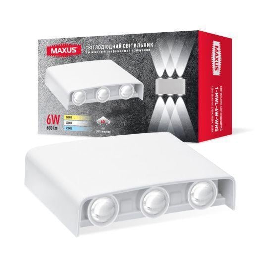 Светильник фасадный светодиодный накладной Maxus MWL 6W 3CCT IP65 WH Square Белый (00000023302)
