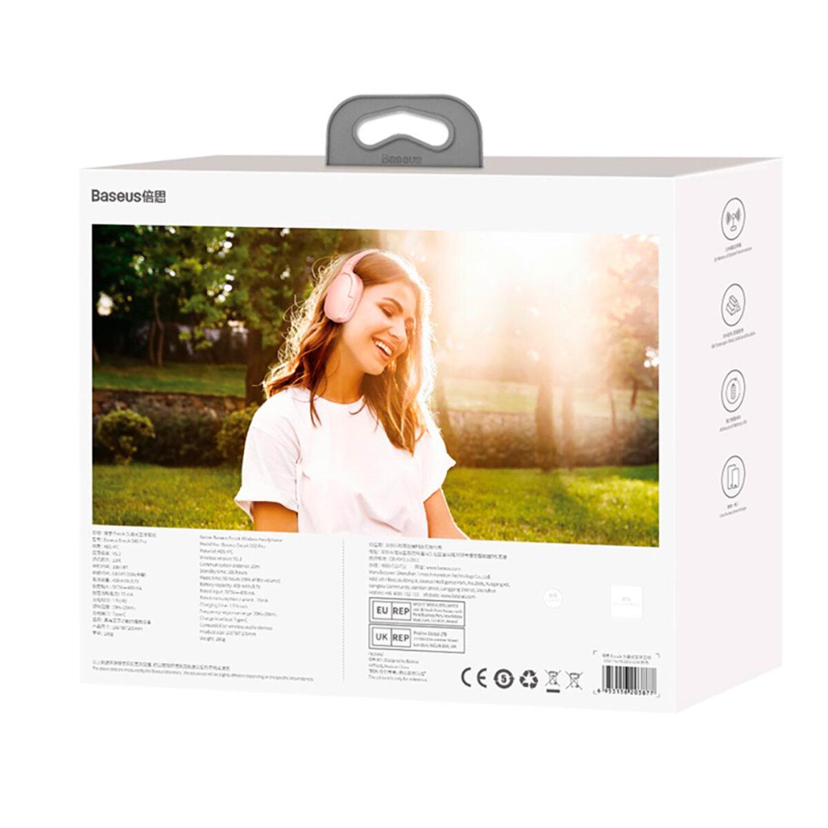 Навушники бездротові BASEUS Encok Wireless headphone D02 Pro BT5.3 450 mAh Pink (NGTD010304) - фото 8