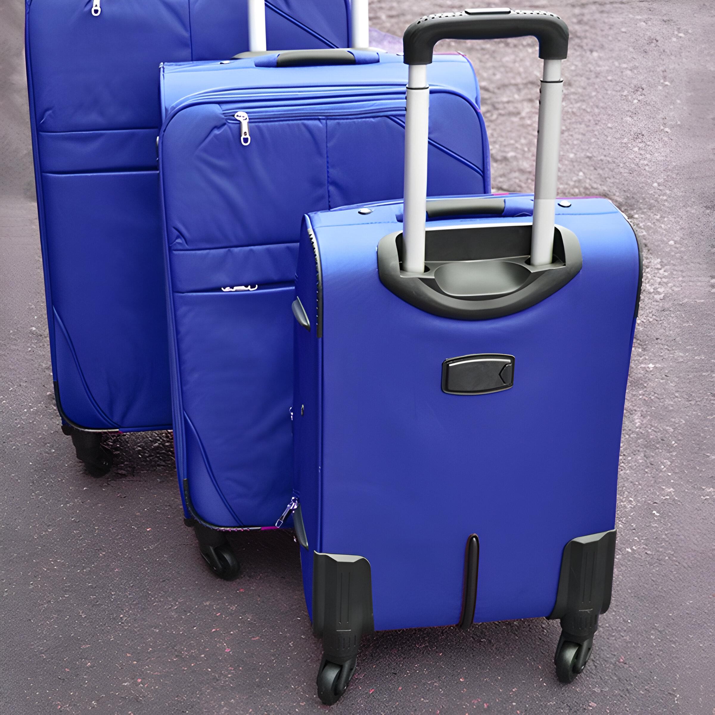Набір валіз тканинних 3в1 з кодовим замком та телескопічною ручкою Синій (24-292) - фото 3 Набір валіз тканинних 3в1 з кодовим замком та телескопічною ручкою Синій (24-292) - фото 3