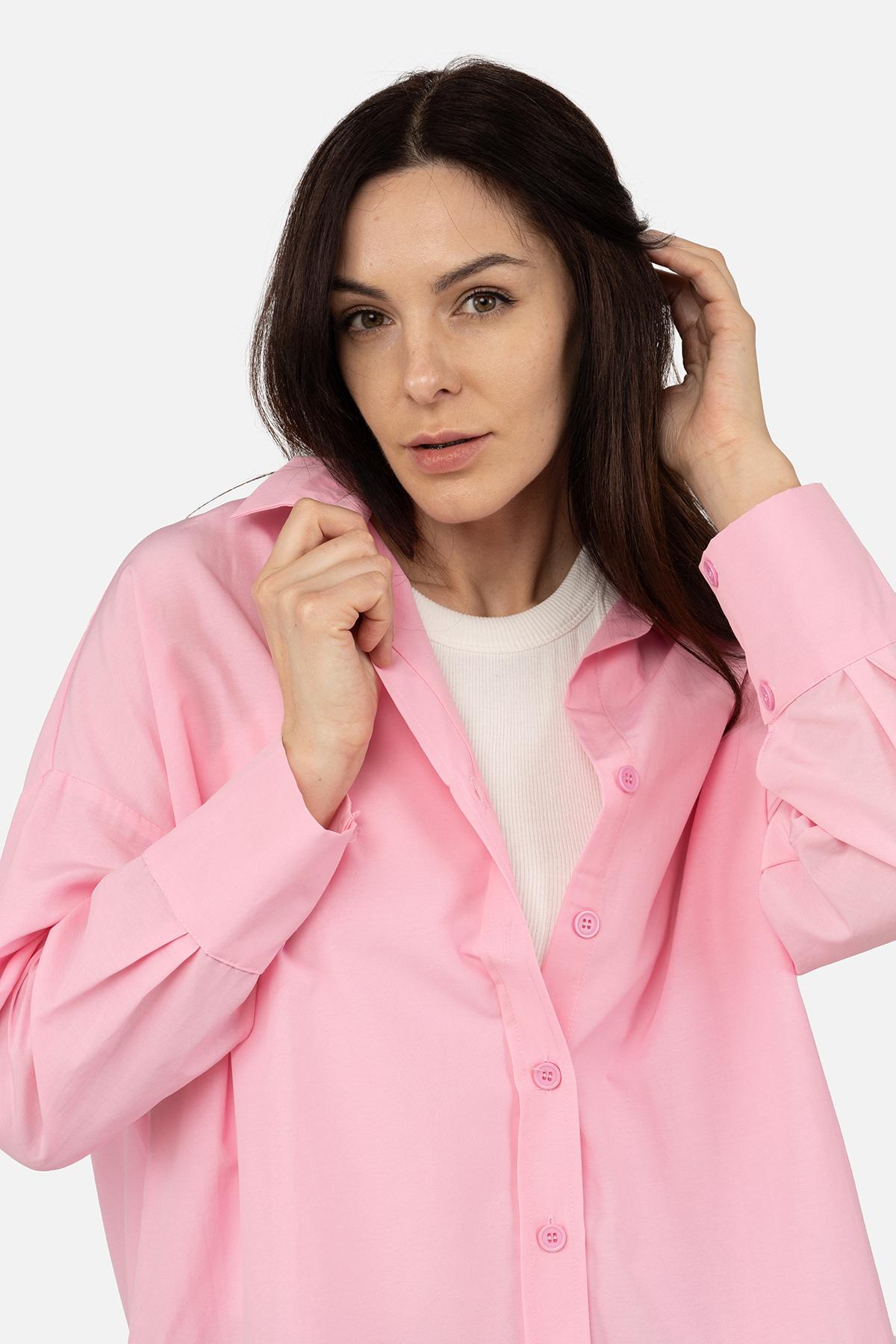 Сорочка з довгим рукавом ЦБ-00269353 жіноча р. 48 Рожевий (SKT001043163) - фото 3 Сорочка з довгим рукавом ЦБ-00269353 жіноча р. 48 Рожевий (SKT001043163) - фото 3