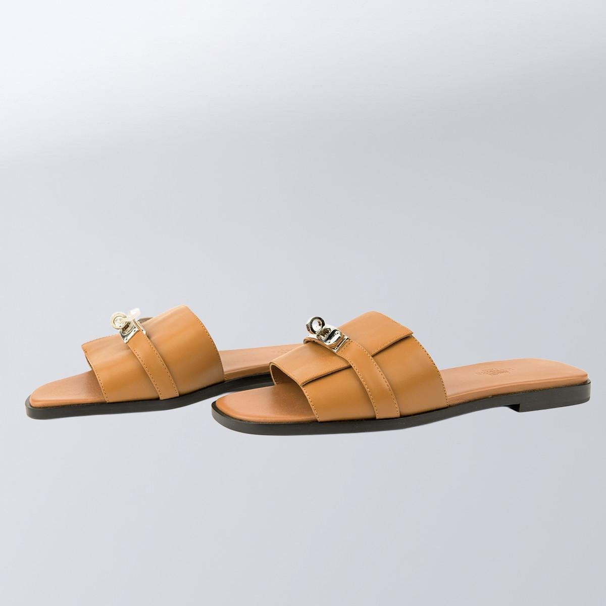 Шльопанці жіночі повсякденні Hermes р. 40 Коричневий (2797308214)