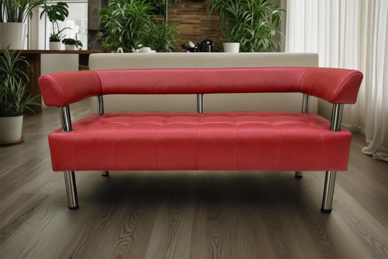 Диван офісний Tobi Sho Комфорт зі спинкою та підлокітниками 1800x530x750 мм шкірозамінник Червоний (2210) - фото 3