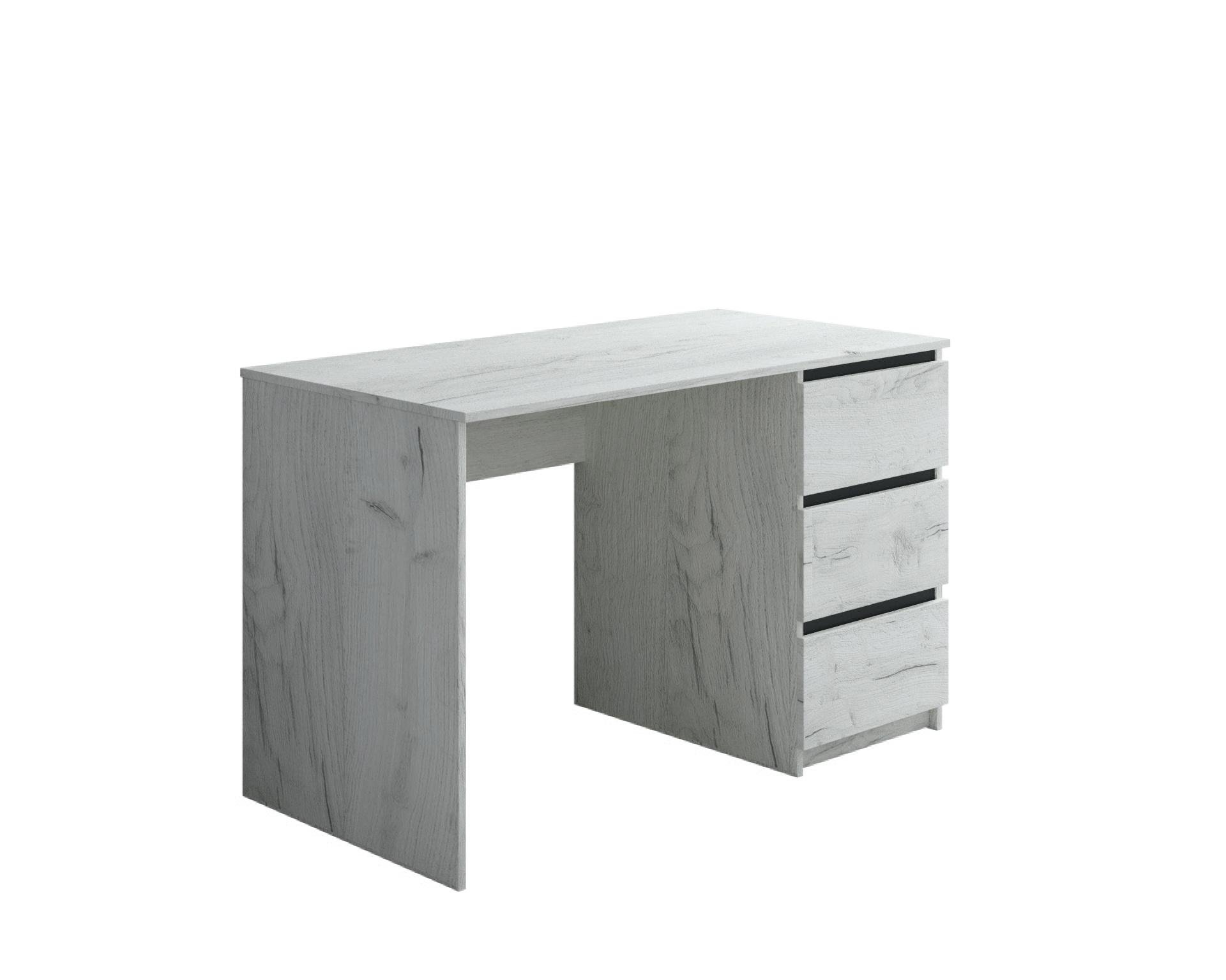 Письменный стол Kade-1 3 ящика 100х50х75 см Дуб Крафт белый/Графит планки (Kade110050DKBGP)