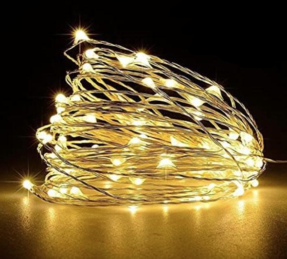 Гирлянда светодиодная Капли Росы белая проволока 50 LED на батарейках 5 м Желтый (2437752024)