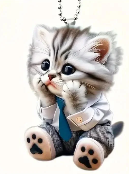 Брелок-подвеска Котенок для сумки или в авто Серый