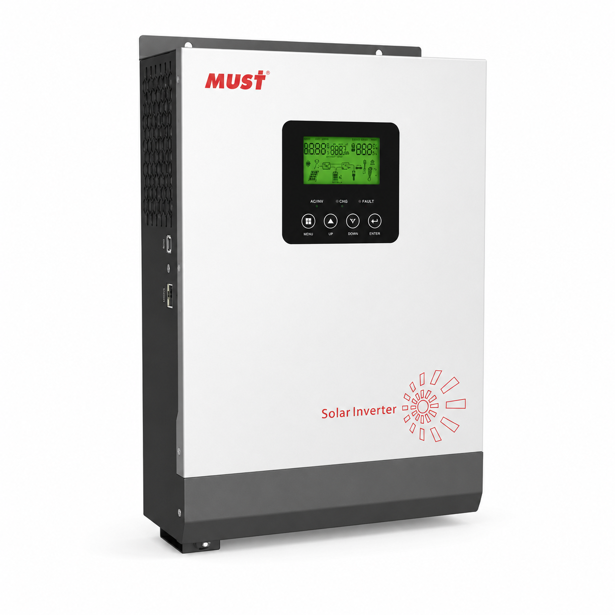 Инвертор гибридный с чистой синусоидой Must PV18-3024VMPK 1 фаза 3 кВт 24V 50A Wi-Fi RS-485 White Инвертор гибридный с чистой синусоидой Must PV18-3024VMPK 1 фаза 3 кВт 24V 50A Wi-Fi RS-485 White