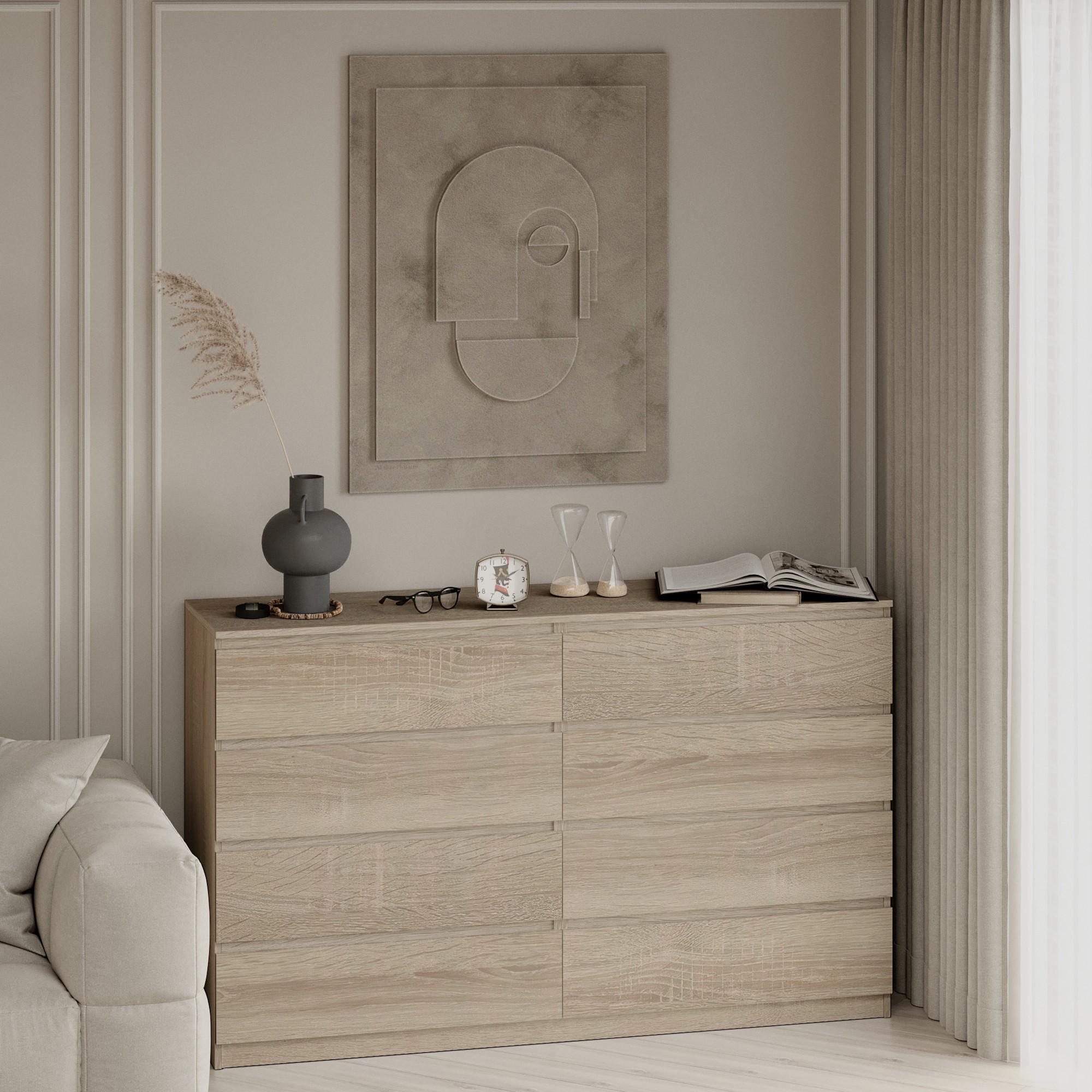 Комод на 8 ящиков без ручек Line KF8 1400x450x1035 мм Дуб Сонома Комод на 8 ящиков без ручек Line KF8 1400x450x1035 мм Дуб Сонома