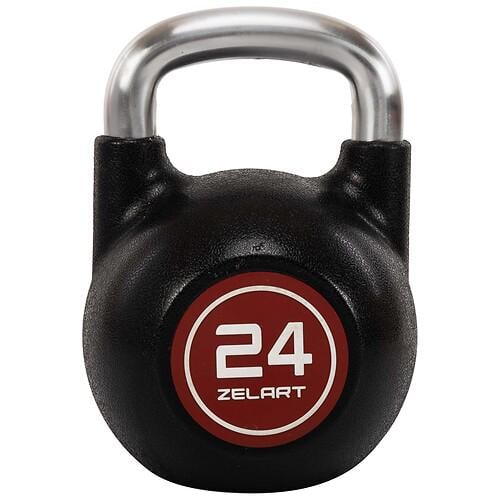 Гиря змагальна цільна Zelart TA-4756-24 чавунна з PU-покриттям і хромованою ручкою 24 кг Чорний (31493040)