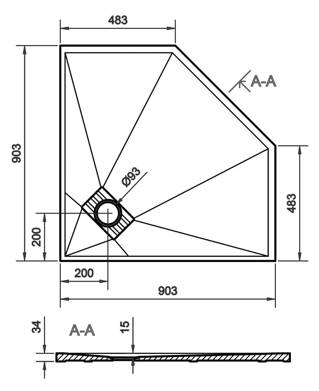 Піддон для душу S-Mix Weston W-900-900 90х90 см Білий - фото 2