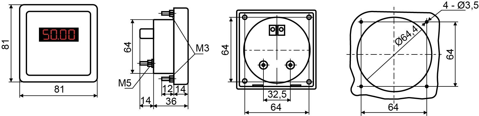 Амперметр цифровий АСКО ЦА-8 LB 30A AC 80x80 мм (A0190010127) - фото 4