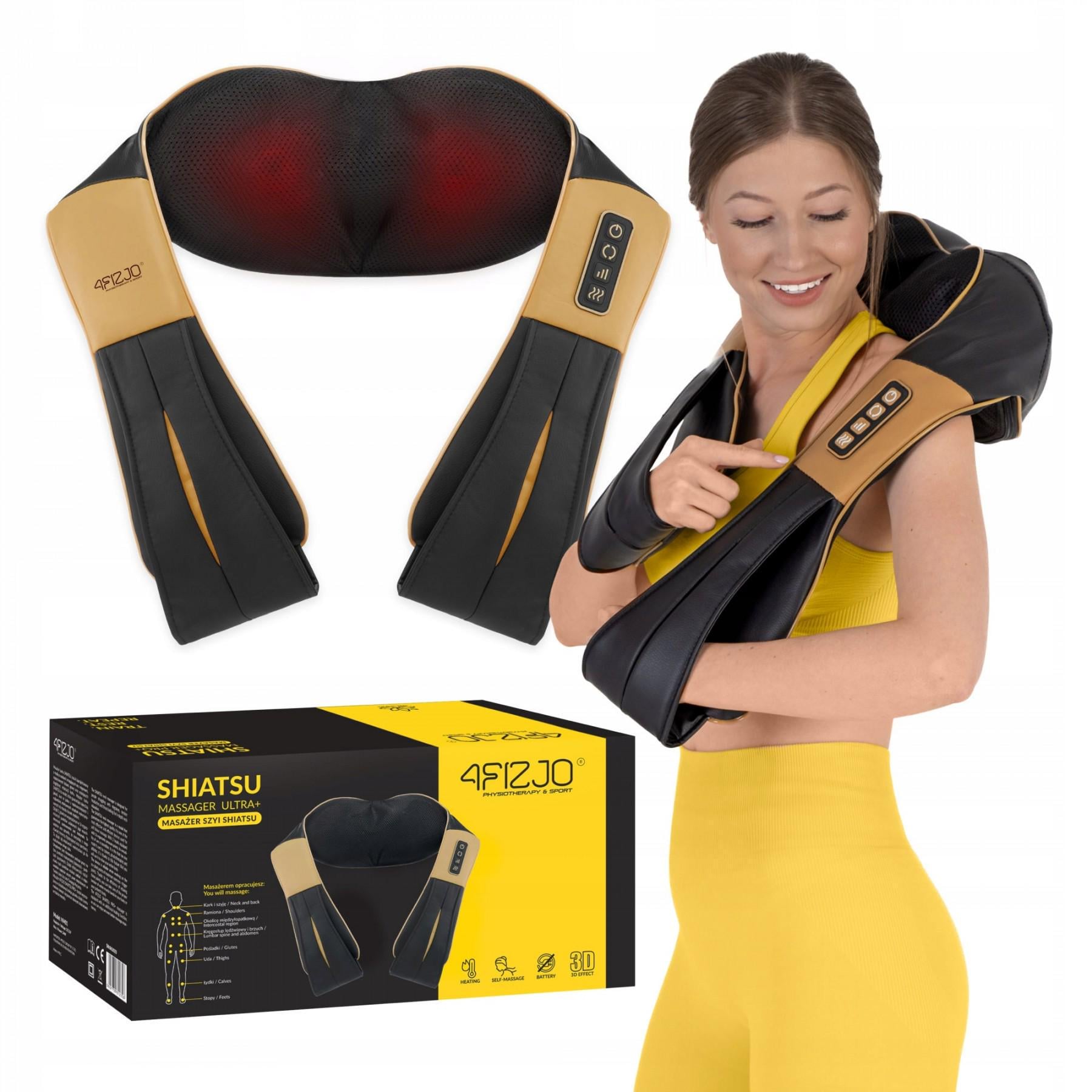 Массажер 4fizjo Shiatsu Ultra+ для шеи и спины Black/Gold (4FJ0566)