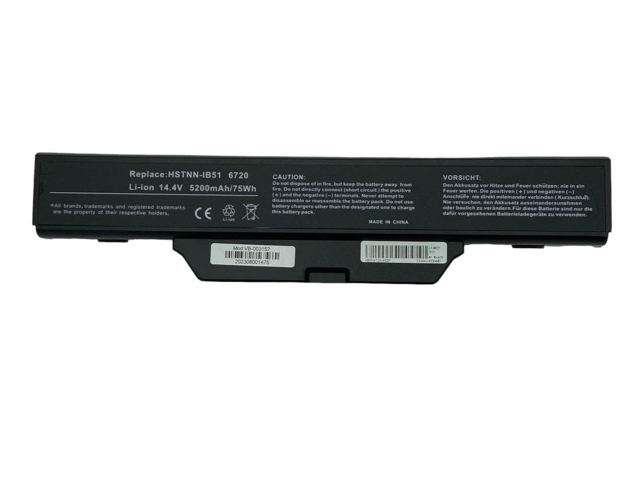Аккумулятор для ноутбука HP Compaq HSTNN-IB51 6720s 14,4V 5200 mAh (003152)