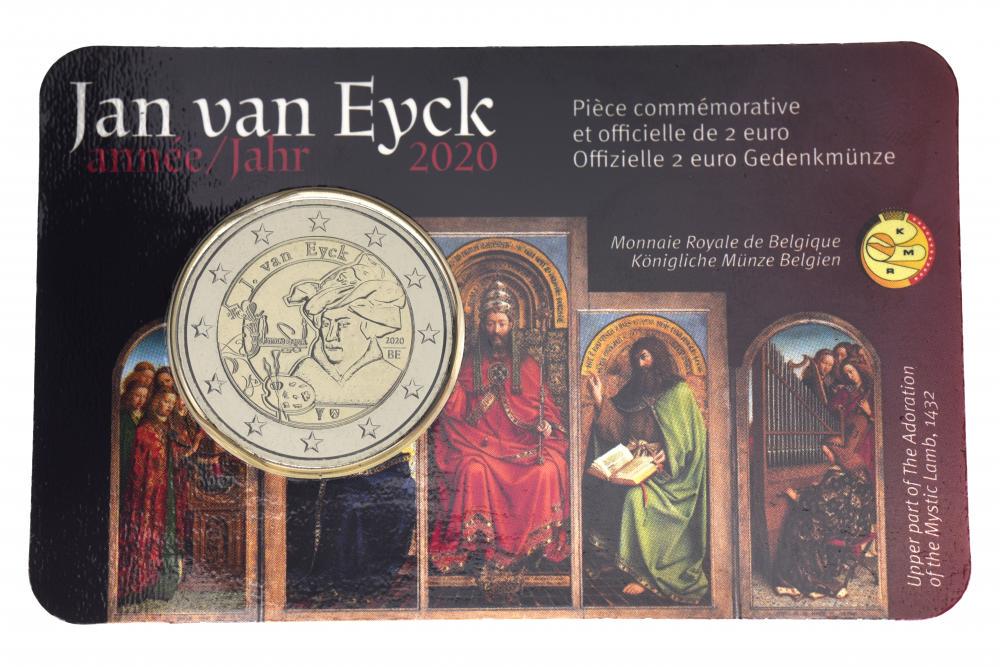 Коллекционная монета Бельгия 2 евро 2020 Биметалл UNC Художник Ян ван Эйк в сувенирной упаковке (М15344)