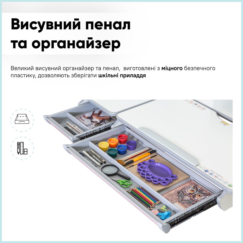 Парта-трансформер школьная Mealux Hamilton Multicolor Lite Белый/Голубой (BD-680 W/G MC+BL Lite) - фото 8