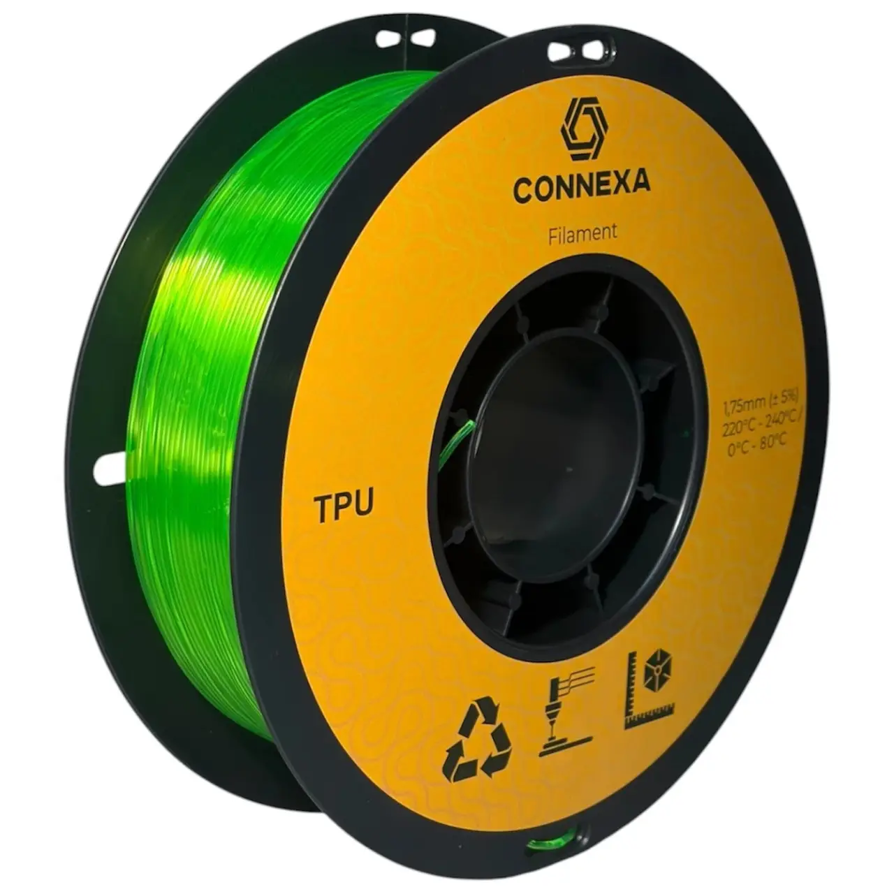 Пластик Connexa TPU 95A 1,75мм 1кг Transparent-Green Пластик Connexa TPU 95A 1,75мм 1кг Transparent-Green