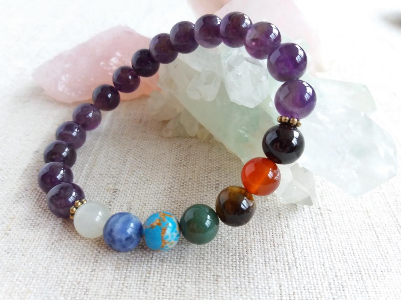 Браслет 7 чакр Аметист d 8 мм (1888388385)