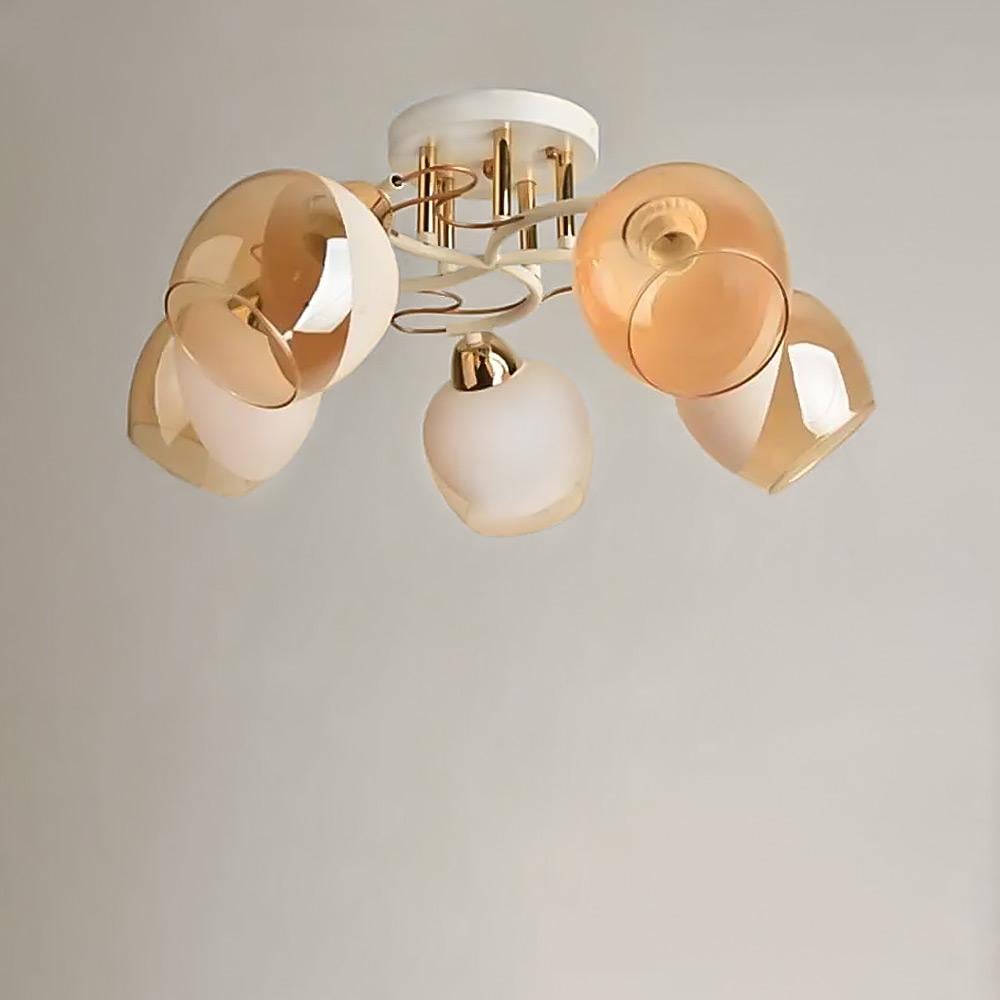 Люстра потолочная Light House SH-19187/5A WT+FG 500х500х240 мм E27х5 Белый/Золотистый/Янтарный (78478)