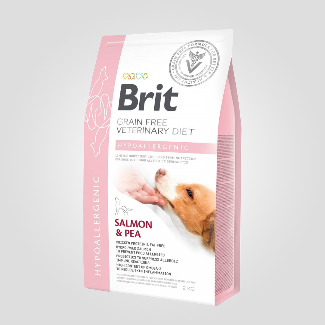 Корм сухой Brit VetDiet Dog Hypoallergenic для собак при пищевой аллергии с лососем горохом и гречкой 2 кг (20504710)