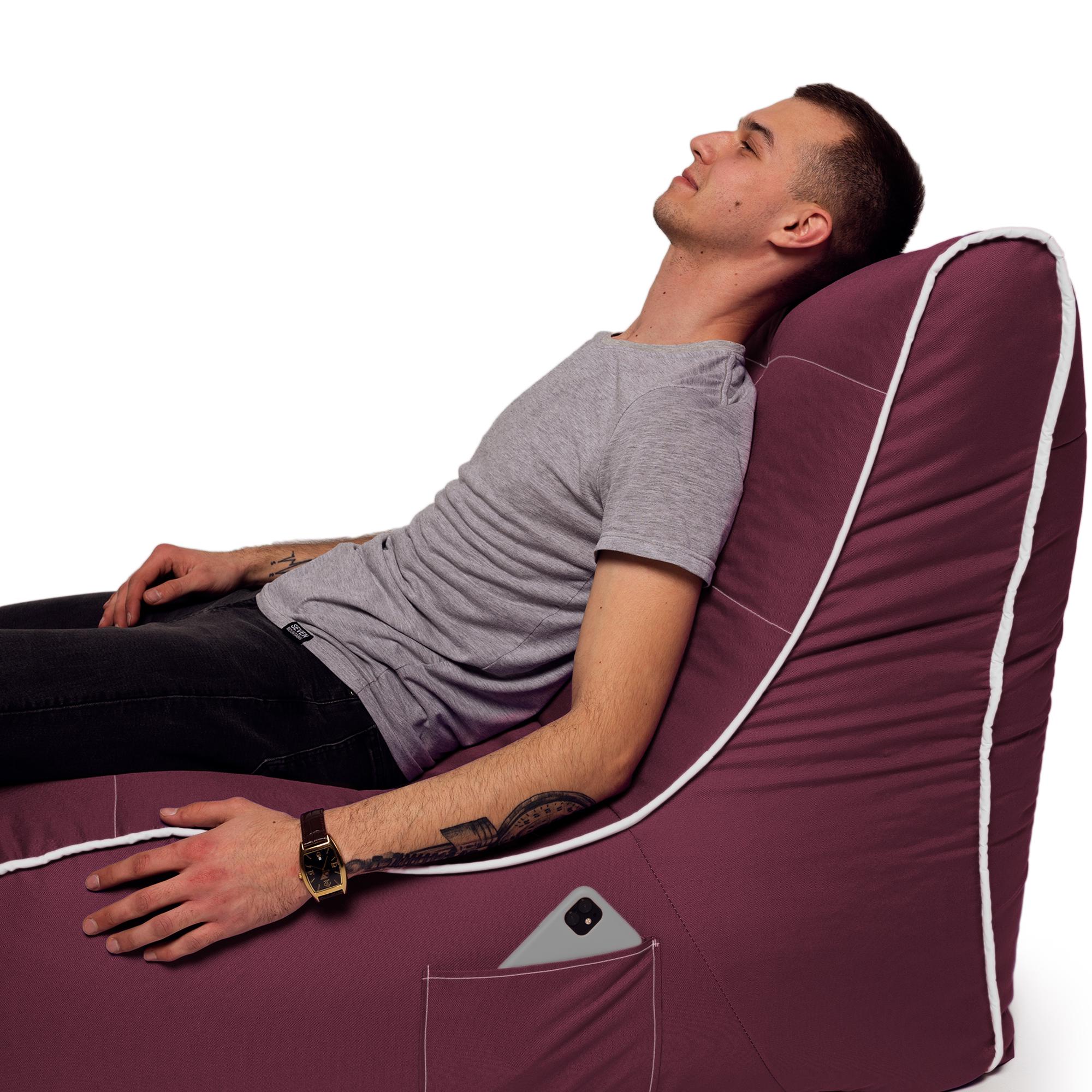 Кресло-мешок iQmebel Лежак 80х125 см оксфорд Бордовый - фото 8