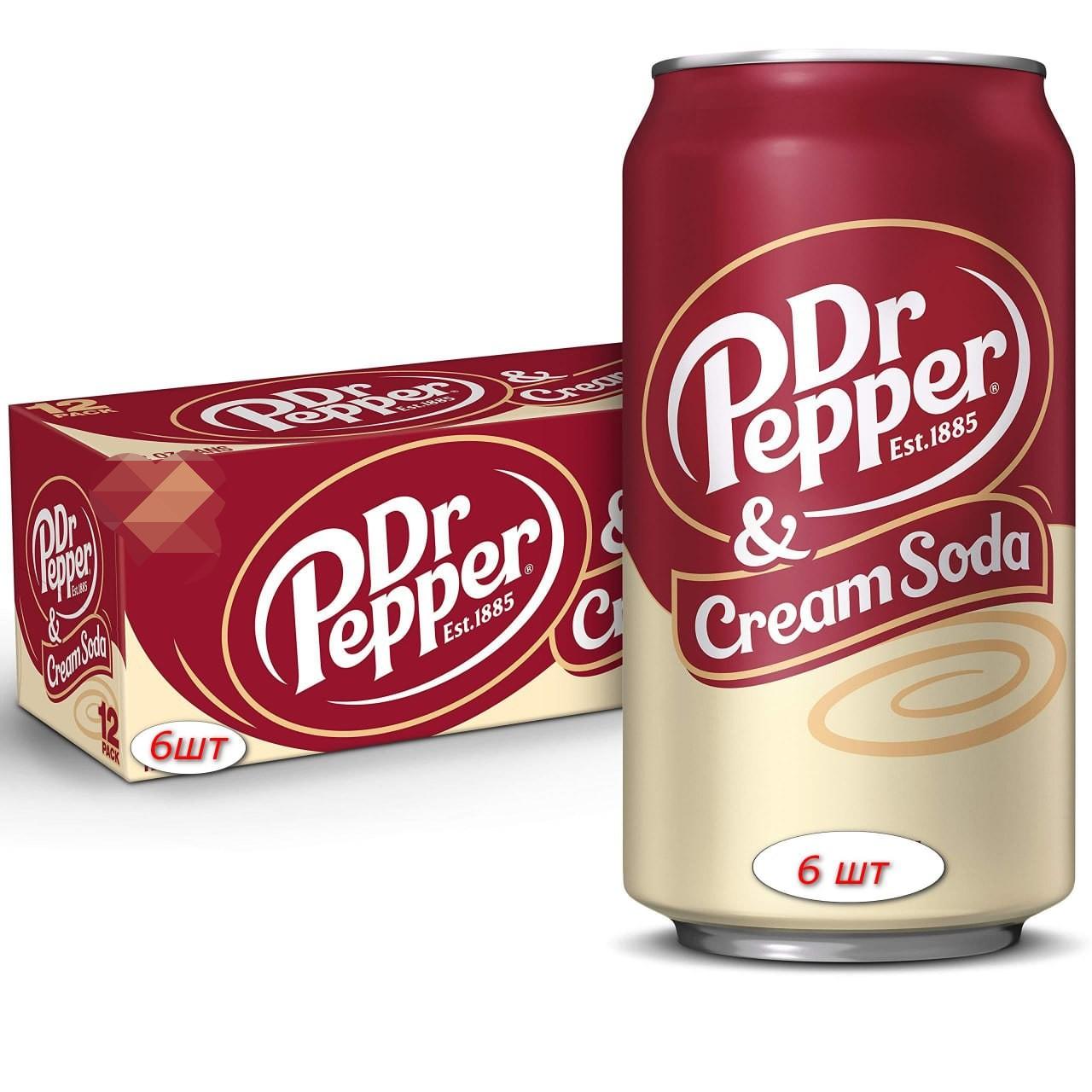 Напій безалкогольний сильногазований Dr Pepper Cream Soda 355 мл х 6 шт.