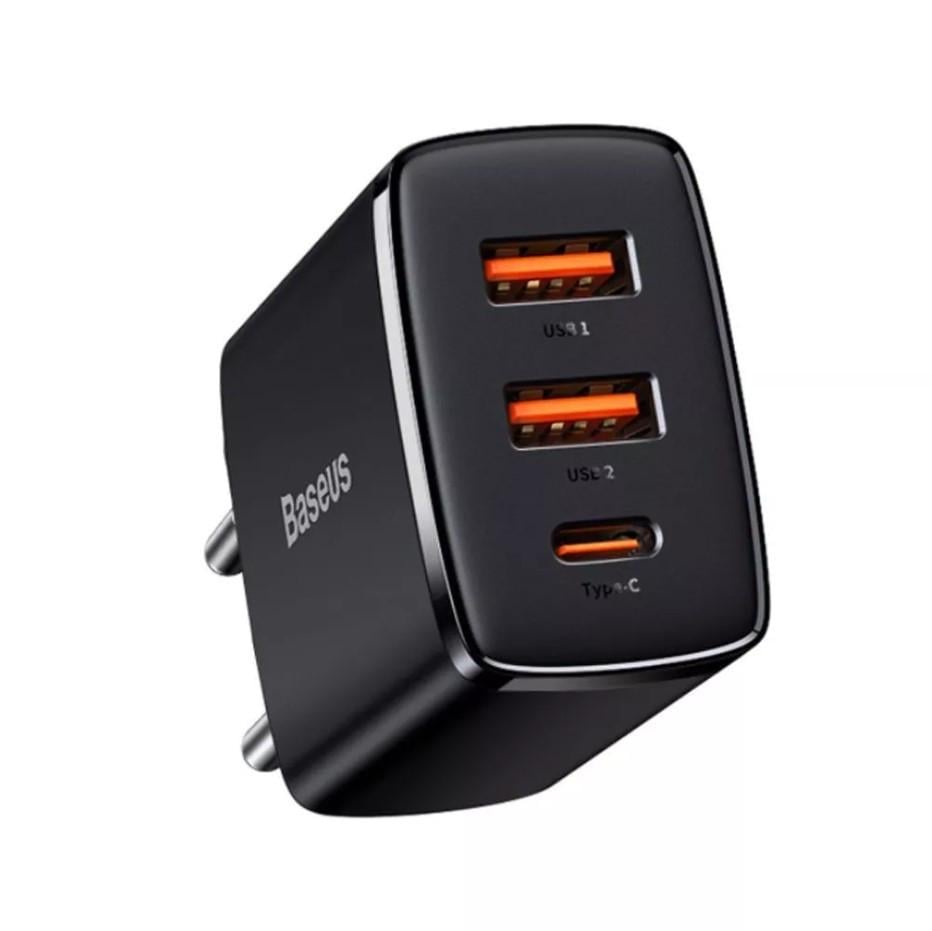 Зарядное устройство сетевое BASEUS Compact Quick Charger 30 W QC+ PD 1Type-C/2USB Black (2363151259)