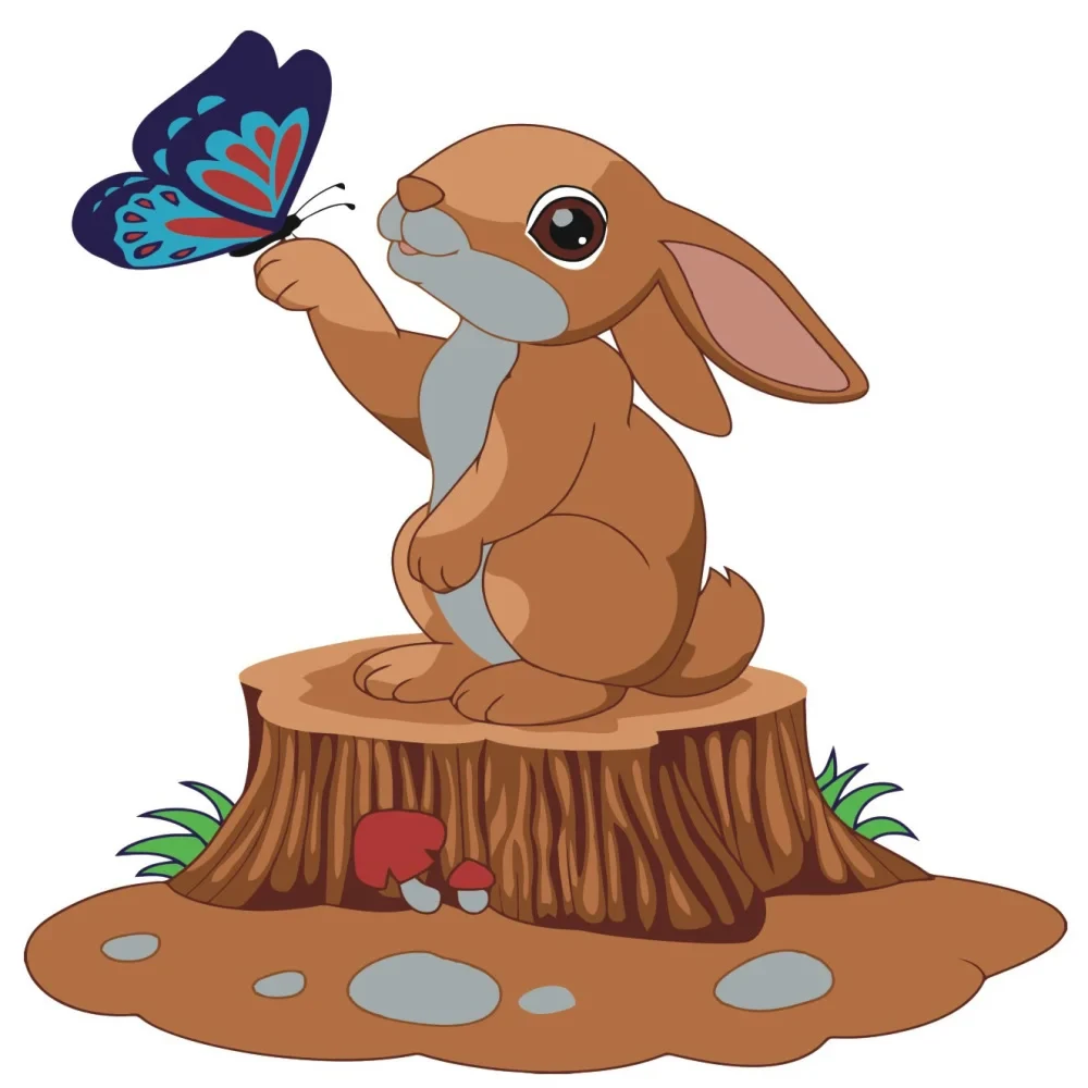 Картина по номерам Strateg Зайки с бабочкой с лаком и уровнем 30x30 см (ES042)