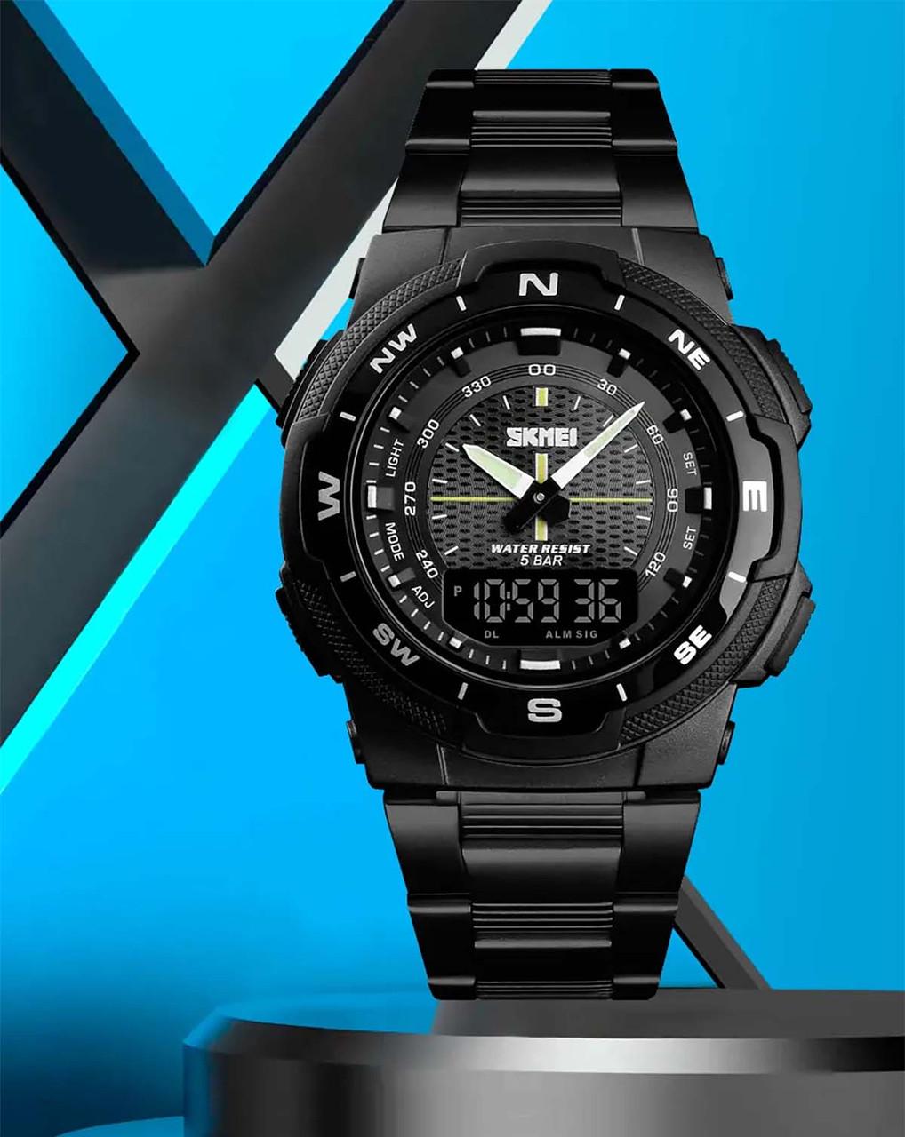 Часы наручные Skmei 1370 с металлическим ремешком классические Черный - фото 3 Часы наручные Skmei 1370 с металлическим ремешком классические Черный - фото 3