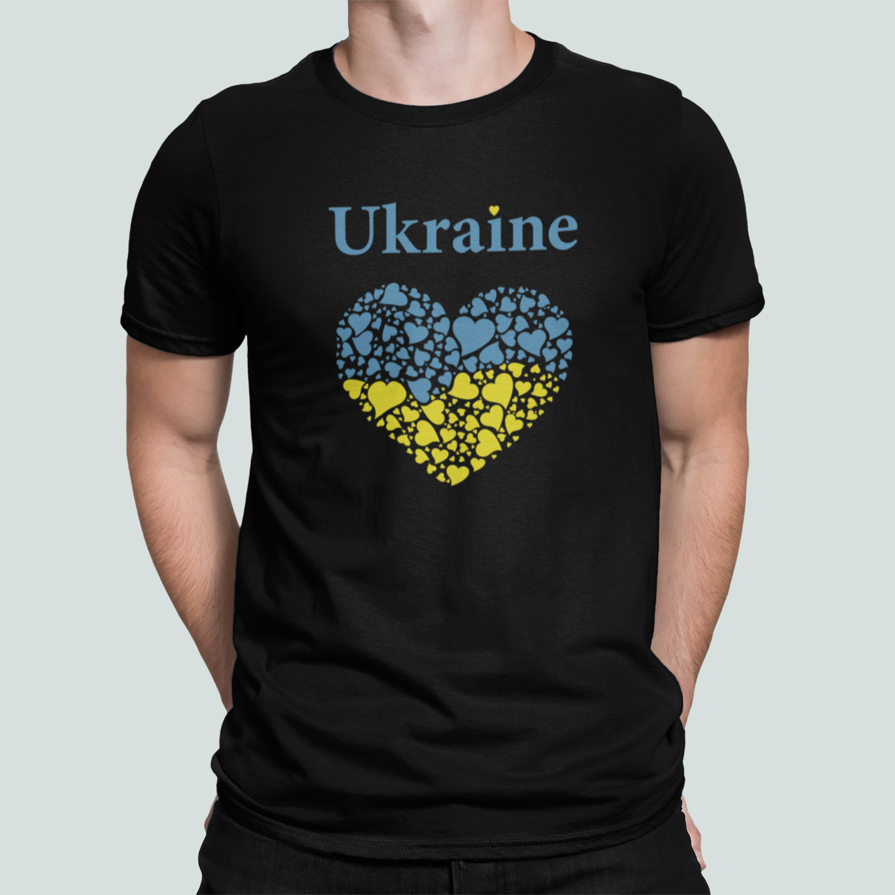 Футболка чоловіча патріотична Stedman з принтом "Ukraine" Герб Серця XXXL Чорний (УКР424-6)