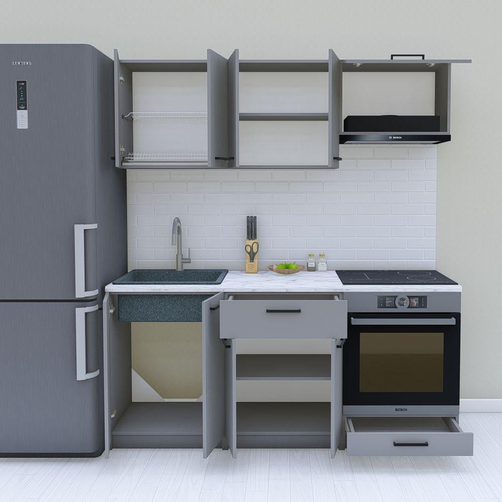 Кухня модульная готовая компактная 1,8 м 180 см Антрацит (МП40а) - фото 2 Кухня модульная готовая компактная 1,8 м 180 см Антрацит (МП40а) - фото 2