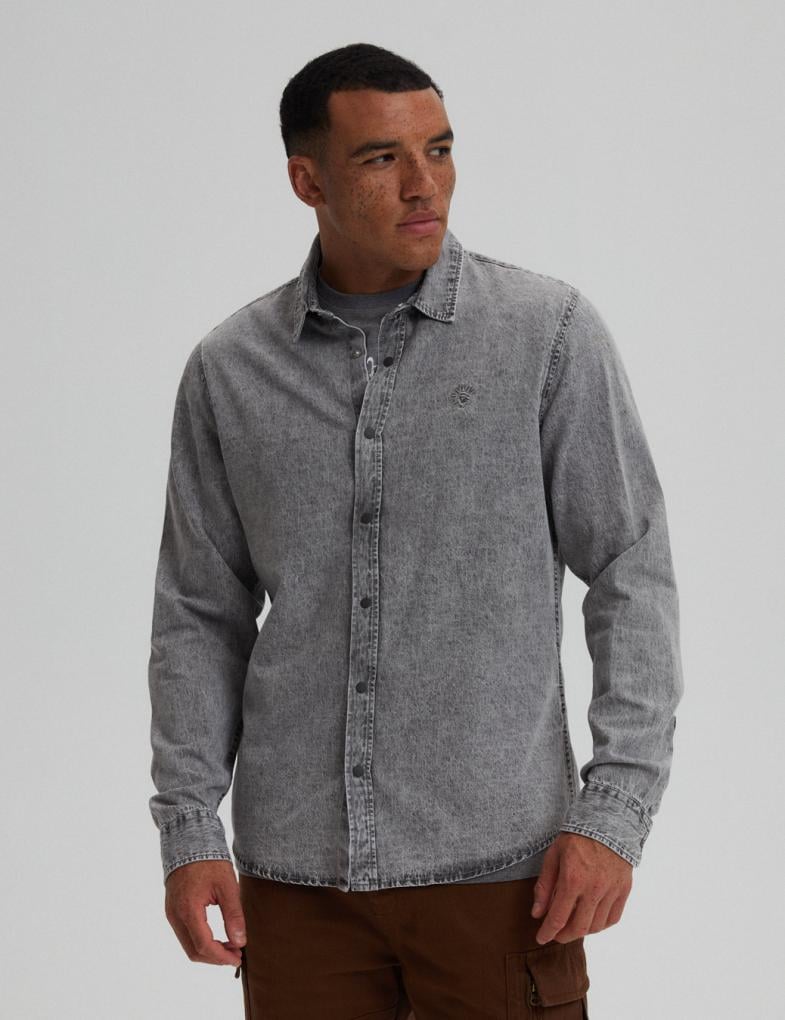 Сорочка джинсова чоловіча Diverse GOUFF M Світло-сірий (5902598910073)